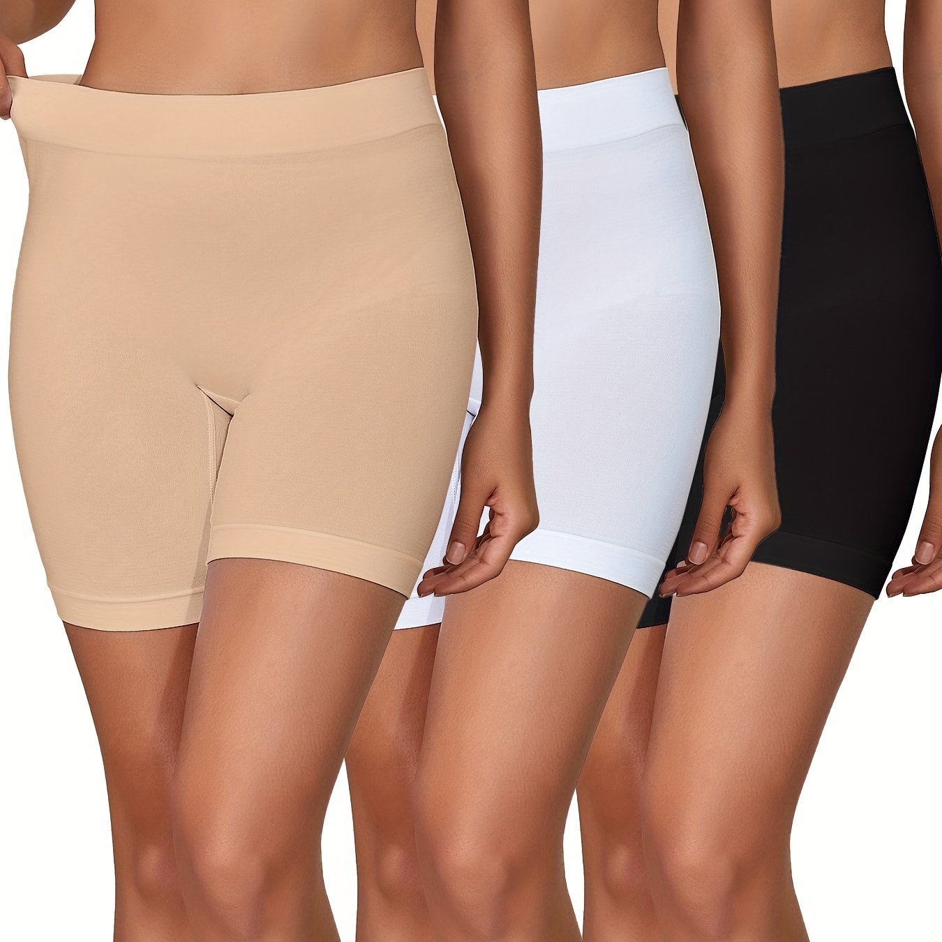 3 Seamless Solid Boyshort Panties Soft Comfortable Stretch Women's Lingerie