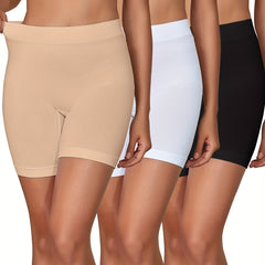 3 Seamless Solid Boyshort Panties Soft Comfortable Stretch Women's Lingerie