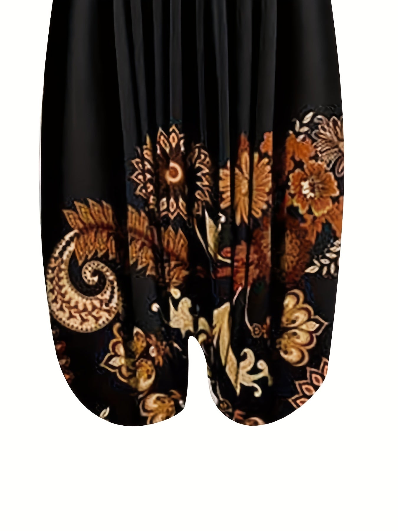  Paisley Print V Neck Stretch Jumpsuit