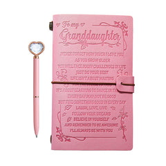 A6 Pink Granddaughter Diary Heart Pen Set