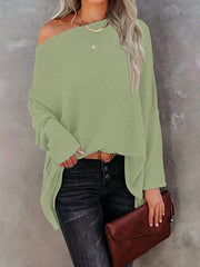 Off Shoulder Bat Sleeve Knitted Sweater Top