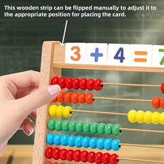 Wooden Abacus with Colorful Beads and Number Cards