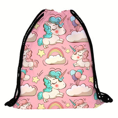 Unicorn Pattern Drawstring Sackpack Lightweight Backpack
