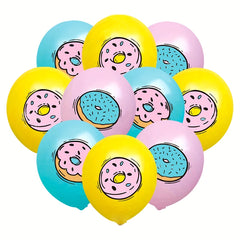 32pc Donut Birthday Party Set Pull Flag Cake Insert Balloon Supplies