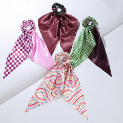 Anime Print Bowknot Hair Scarf Scrunchies Hair Tie Elastic Hair Ponytail