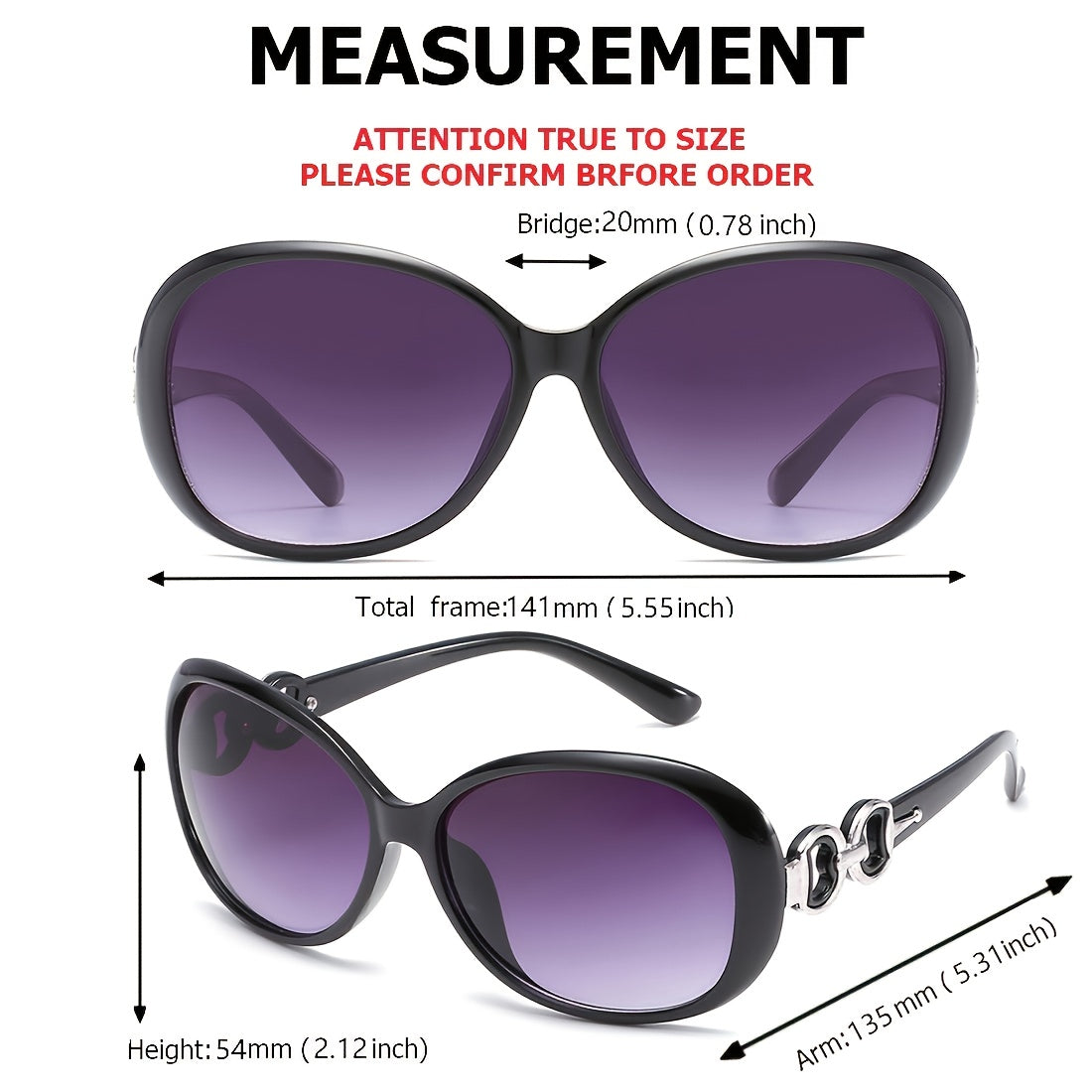 ENSARJOE Sunglasses Big Frame UV400 Sun Glasses