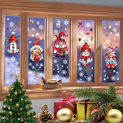 Christmas Window Clings Gnome Snowflake Stickers for Glass Windows