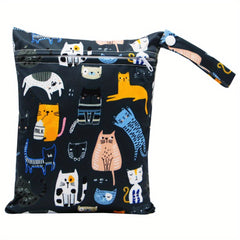 Cat Print Small Wet Bag 20 Reusable