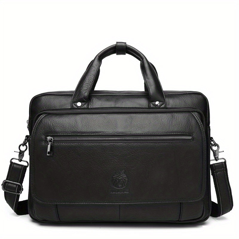 SCHLATUM Cowhide Leather Briefcase Business Handbag Computer Bag