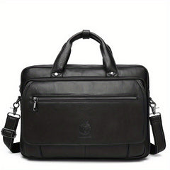 SCHLATUM Cowhide Leather Briefcase Business Handbag Computer Bag