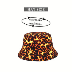 Flame Printed Reversible Bucket Hat Unisex Fisherman Cap