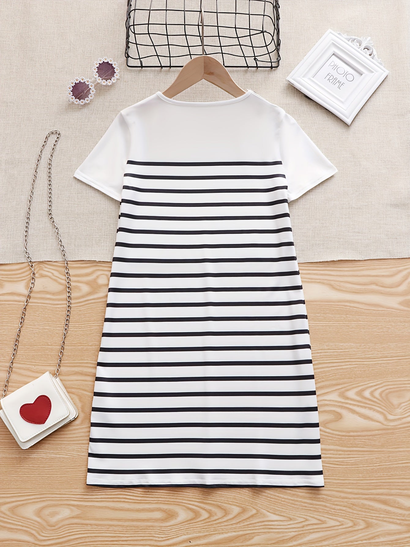 Girls Casual Stripped Short Sleeve Dress
