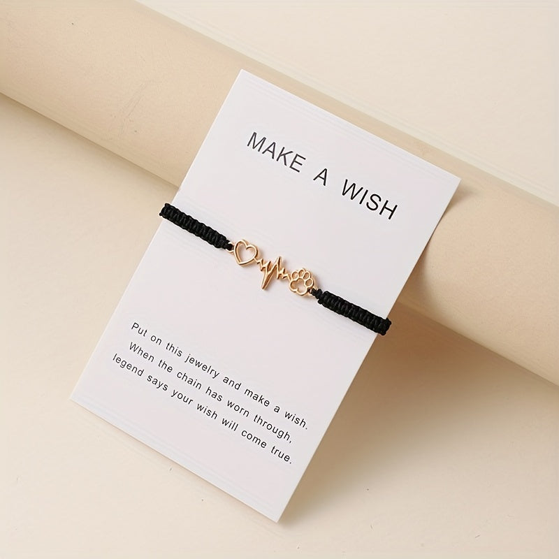 Dog Paw Love Braided Knot Bracelet for Hand Decoration Gift