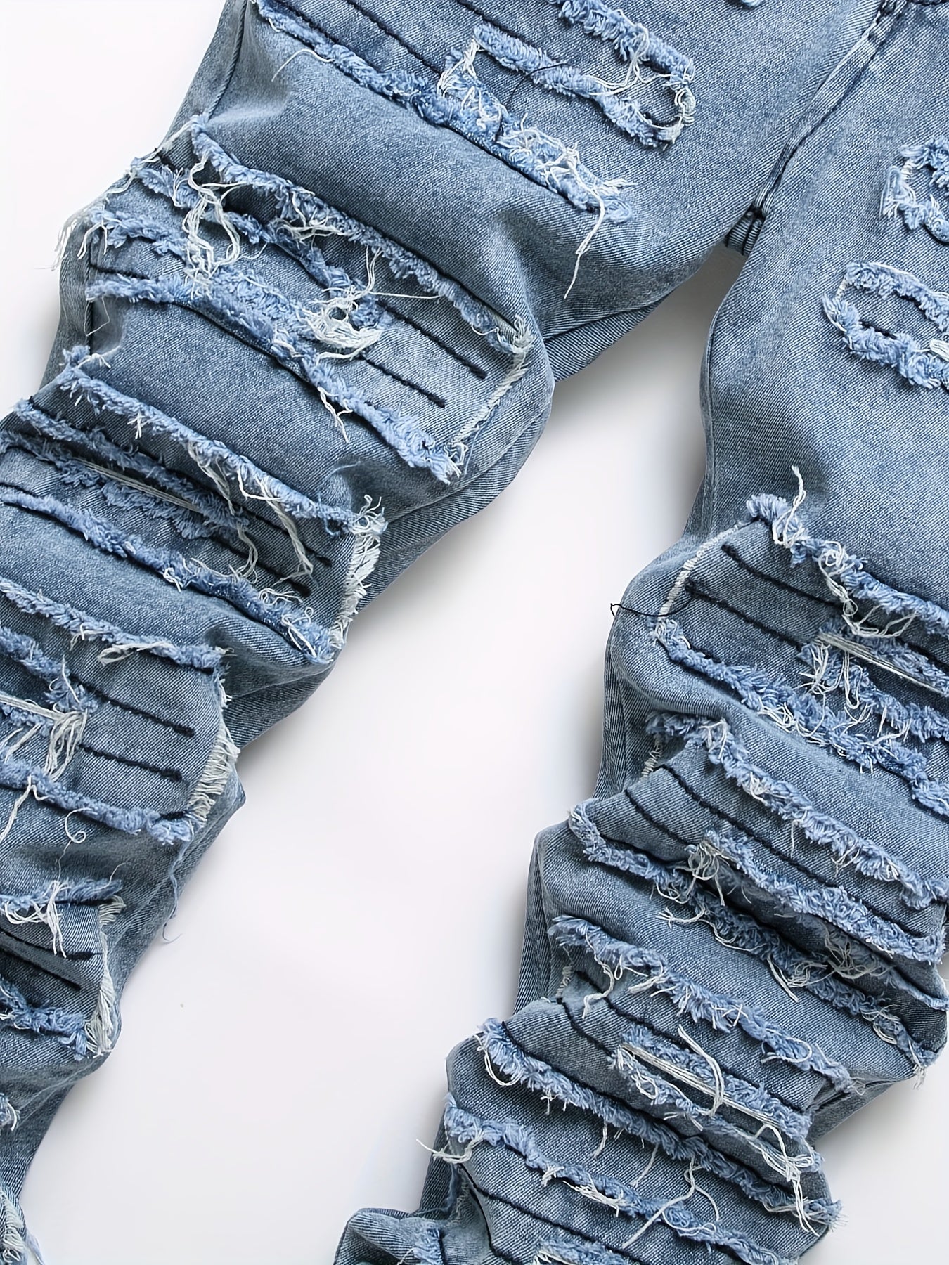 Retro Style Ripped Straight Denim Jeans With Pockets