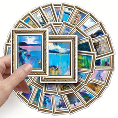 50pcs Painting Art Scenery Graffiti Stickers Waterproof Decorative Stickers