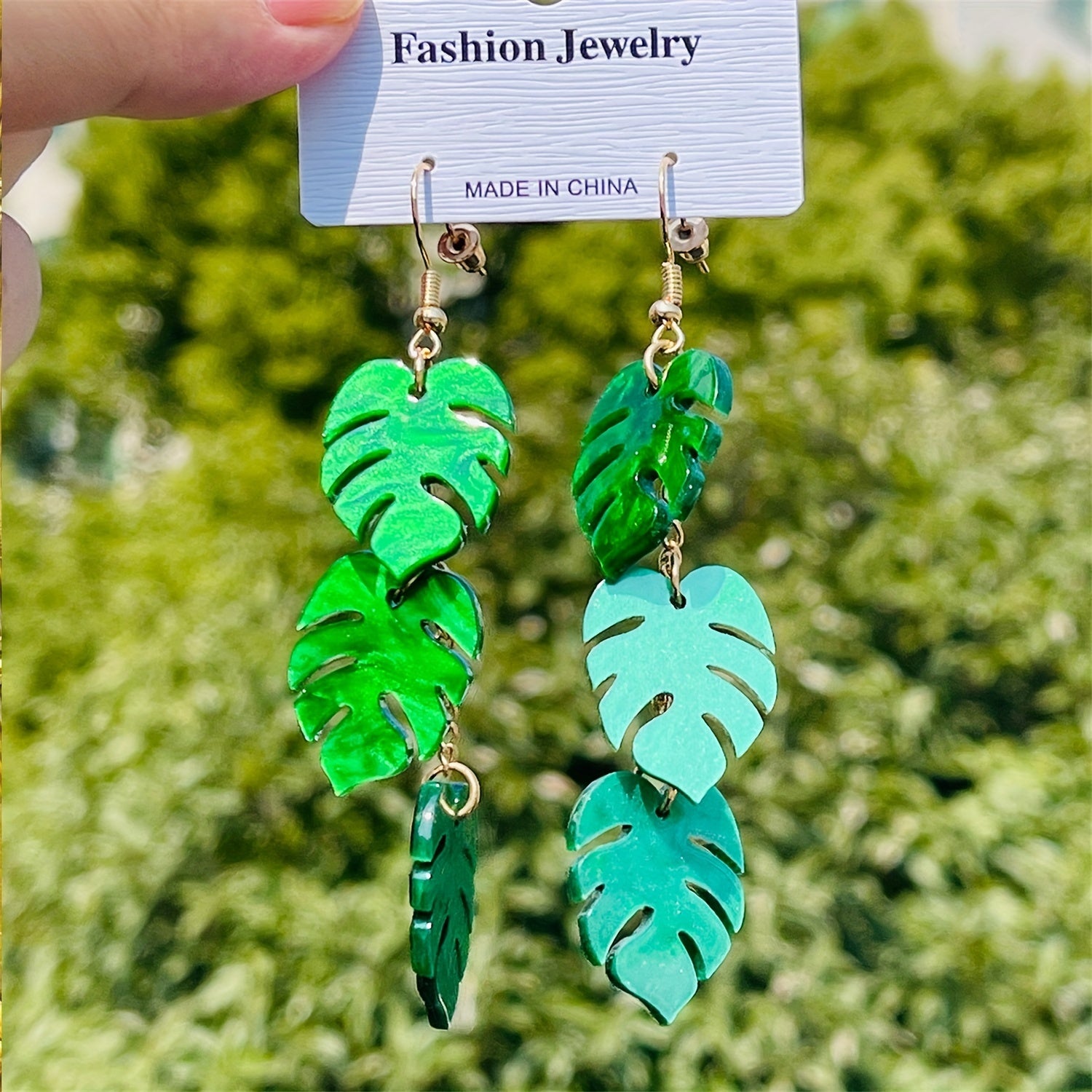 Tropical Green Plant Charms Earrings - Nature Lover Gift