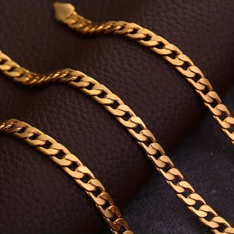 Men's 18k Plated Necklace Bracelet Set