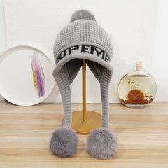 Women's Winter Pom Pom Knit Hat with Scarf