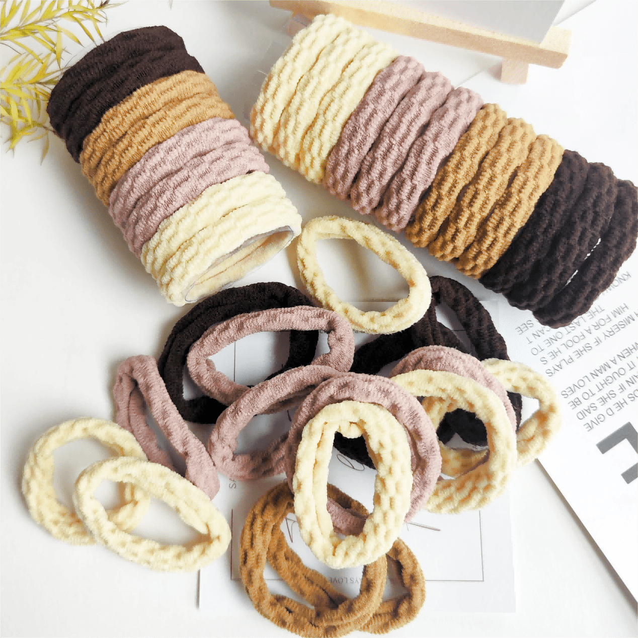 20pcs Multicolor Hair Tie Fancy Textured Elastic Headbands Hair Rope