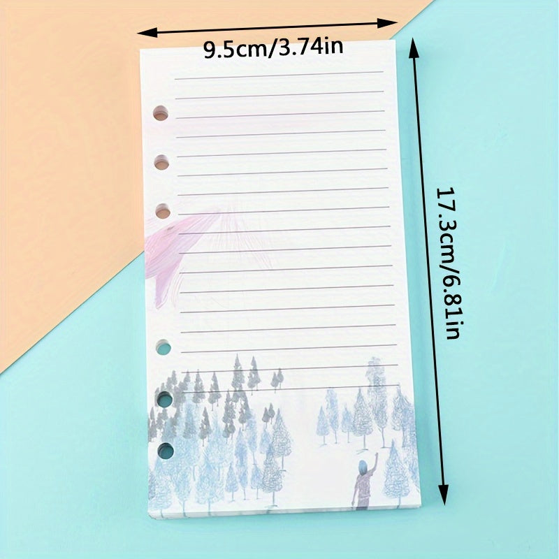 80pcs A6 6 Hole Loose leaf Journal Refills Colour Inserts Replacement Handbook