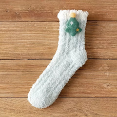 Cartoon Fuzzy Socks for Women - Comfy Mid Tube Stockings