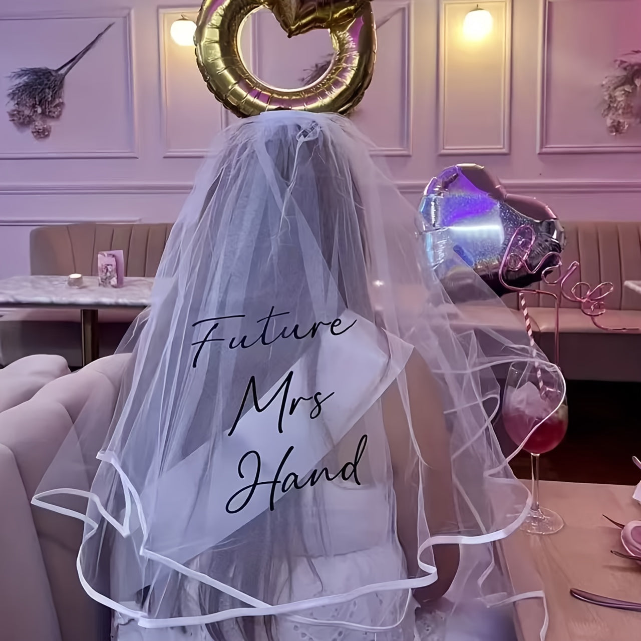 Bridal Veil Set with Personalized Name & Date