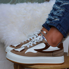 Women's Colorblock Skate Shoes Lace Up Outdoor Sneakers
