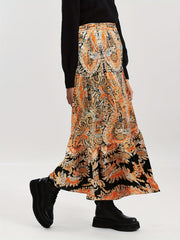  Boho Skirt Women's Plus Paisley Print High Rise Smock M