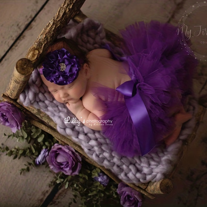 Newborn Purple Tutu Set Baby Girl Tutu Newborn Photo Props