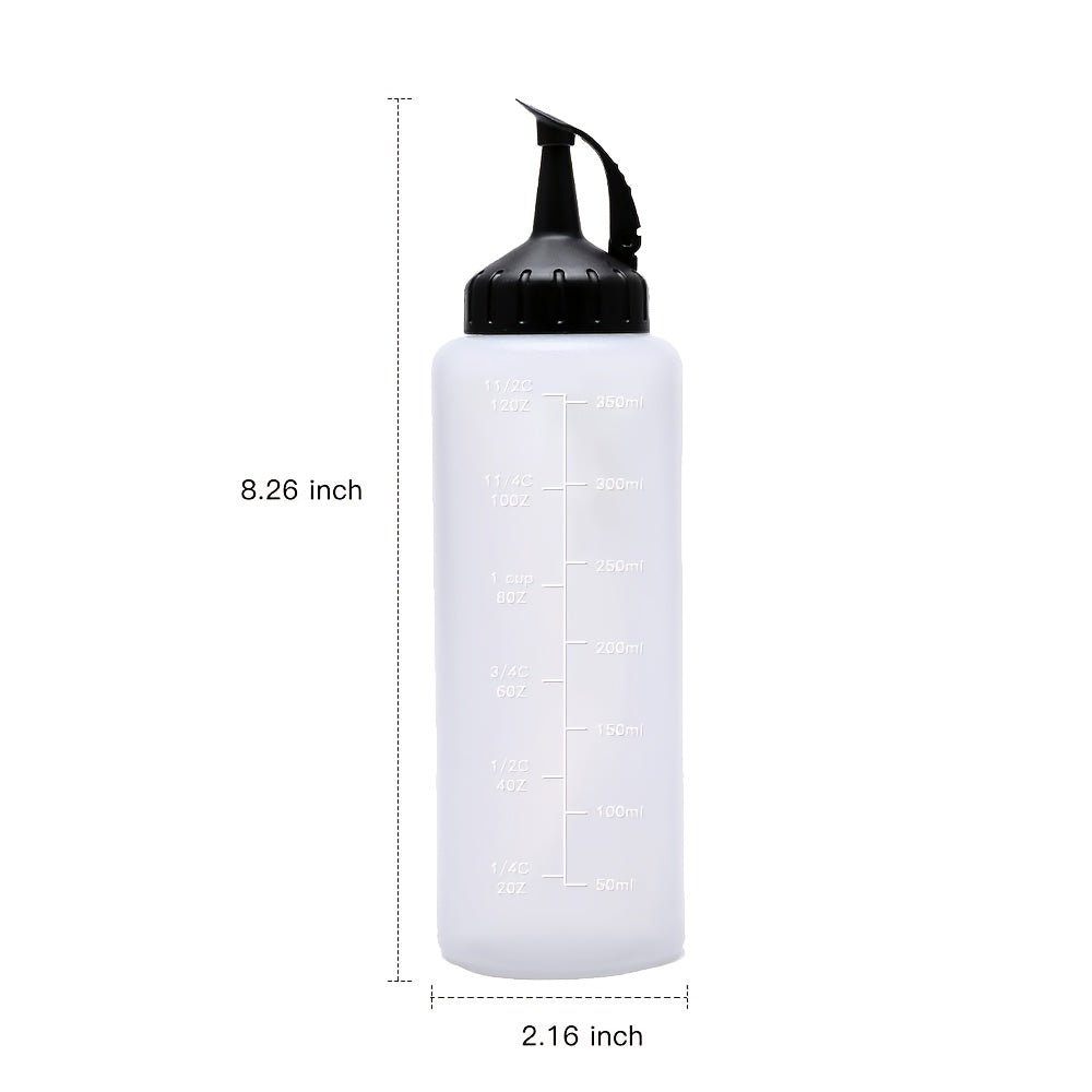 3pcs 12oz Plastic Squeeze Bottles with Twist Cap Lids for Sauces Salad Dressing