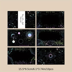 10pcs Laser Golden & Silvery Collage Card Star & Moon Night Series Light Retro