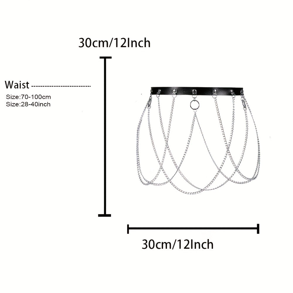 Punk Leg Harness Belt Metal Chain & Leather Accessory