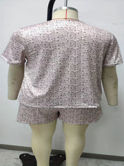  Leopard Print Tee & Shorts Loungewear Set
