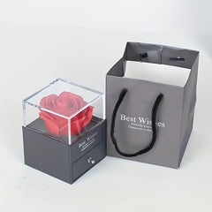 Red Heart Pendant Necklace with Red Rose Romantic Jewelry for Women