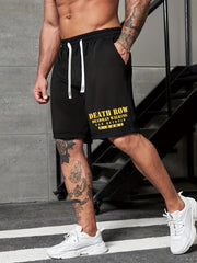 Men's Death Row Print Shorts Casual Stretch Drawstring Shorts