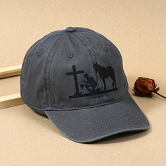 Man Horse Baseball Cap Printed Washed Distressed Cotton Sun Hats