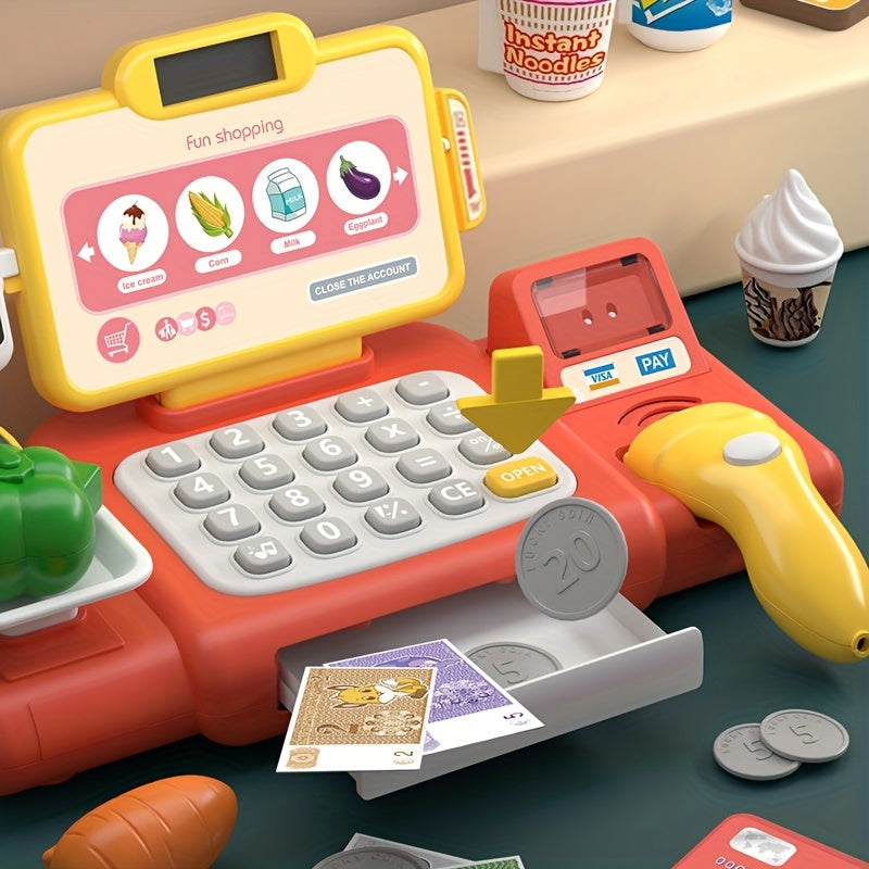 Interactive Youngsters' Play Cash Register, Durable ABS Material