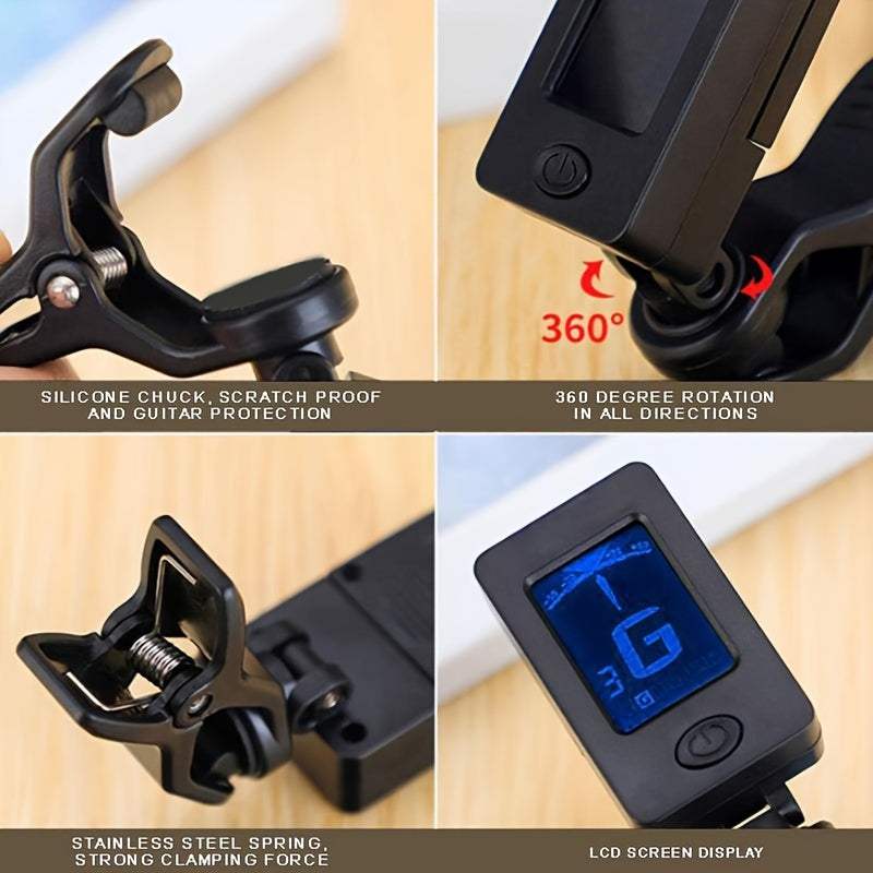 Clip On Digital Electronic Guitar Tuner Bass Ukulele Violin Mandolin Banjo