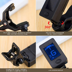 Clip On Digital Electronic Guitar Tuner Bass Ukulele Violin Mandolin Banjo