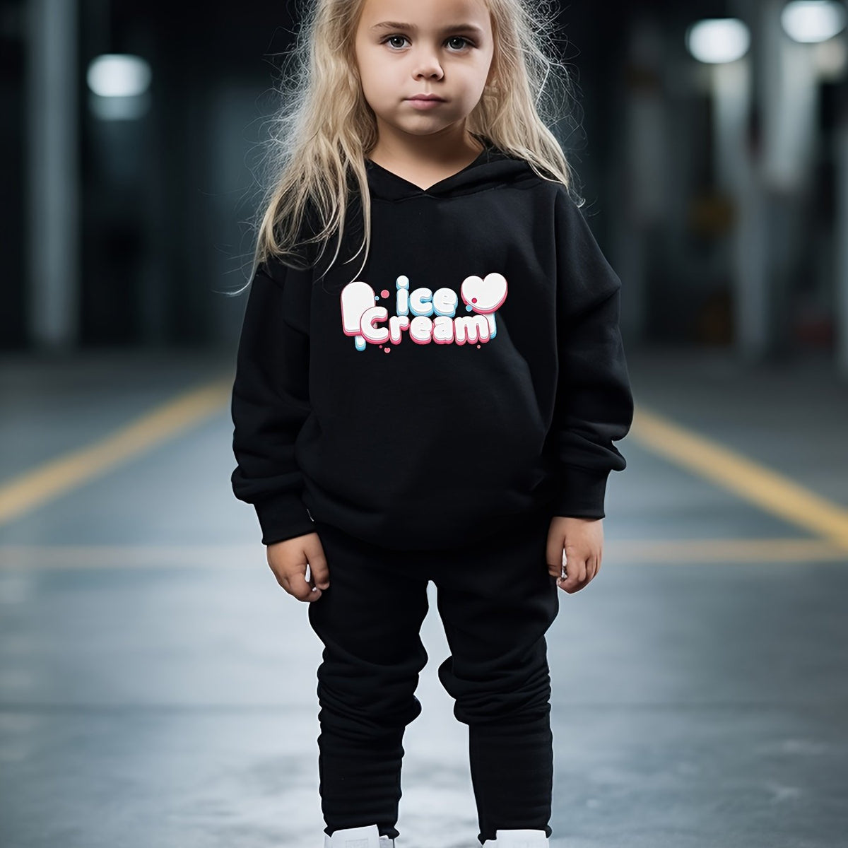 2pcs ICE CREAM Hoodies Pants Set Girls Boys Spring Fall Sports Gift
