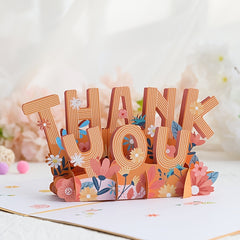 3D Pop Up Thank You Card for Mom Dad Teachers Love 15.5 x 9.7