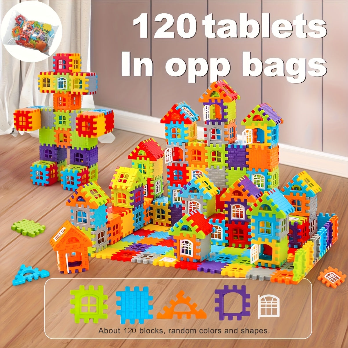 120pcs Building Blocks Set Large Interlocking Bricks Educational Toy