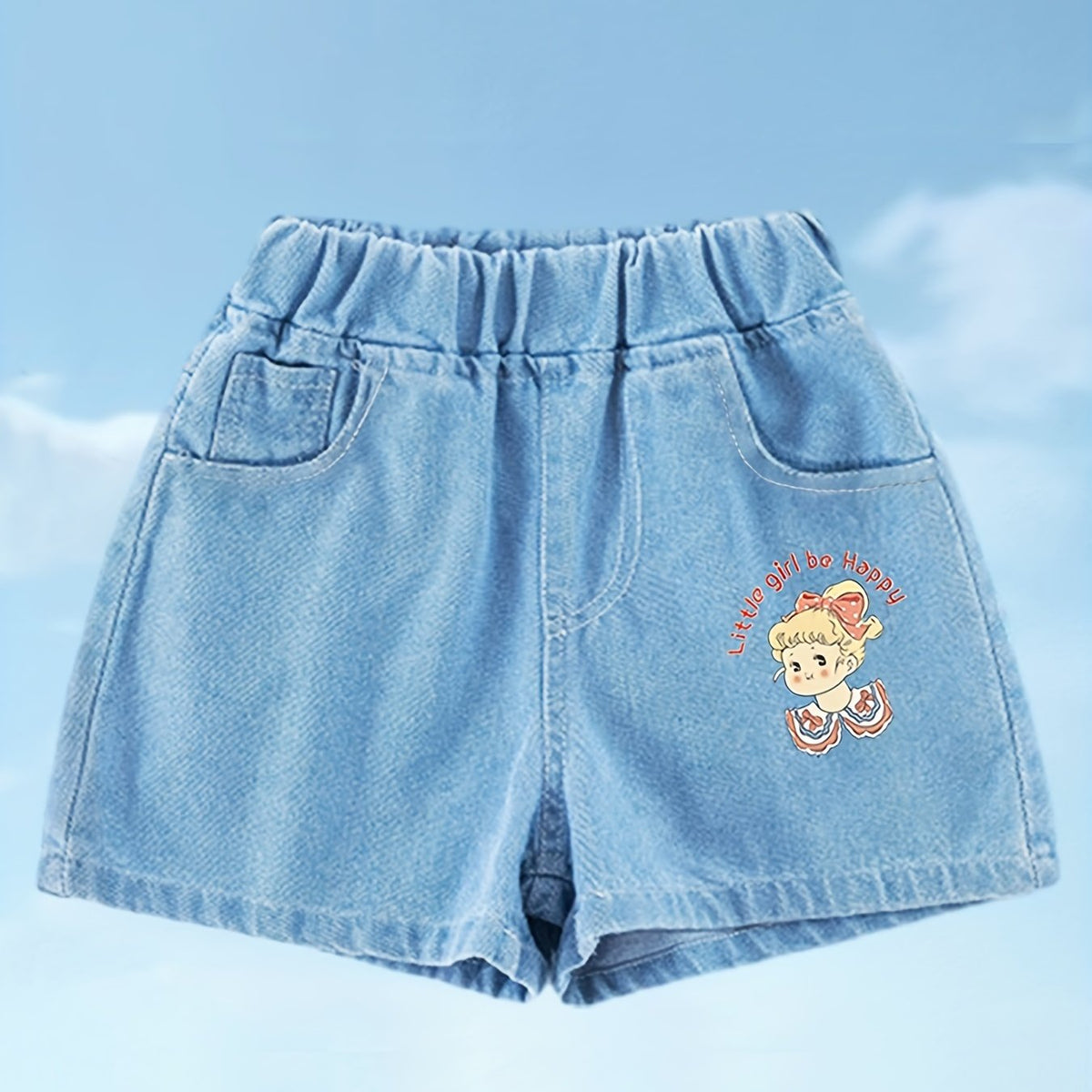 Girls' Princess Graphic Denim Shorts For Casual Summer