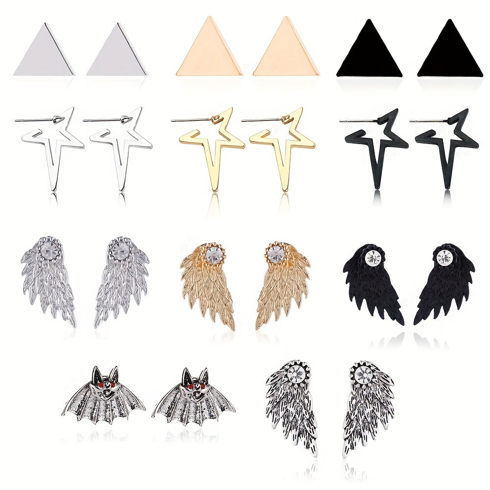 Geometric Star Stud Earrings Retro Unisex Earrings
