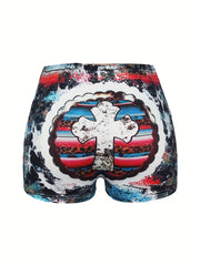  Cross Print Tie Dye Stretch Shorts
