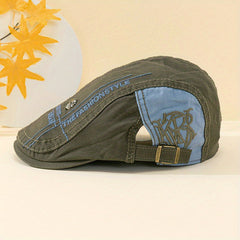 Flat Top Embroidered Duck Tongue Hat Skull Adjustable Flat Top Hat