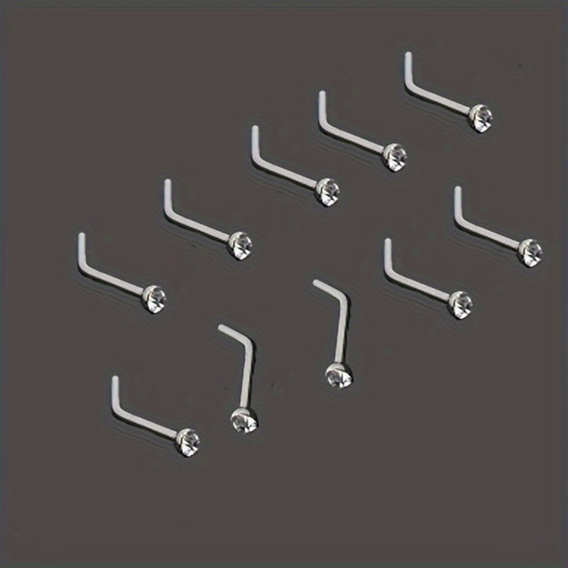 10pcs Stainless Steel 1.8mm Curved Nose Nail Ring Body Jewelry for Men