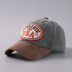 Block Curved Brim Sunshade Baseball Cap with Letter Embroidery Print