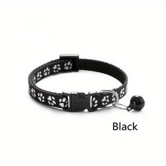 Adjustable Printed Cat Collar with Bell - Quick Release and Safe