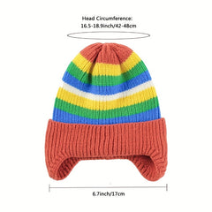 Autumn Winter Rainbow Jacquard Knitted Hat for 1-3 Years Old